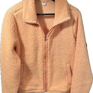 Plush jacket in peach color by Od Navy